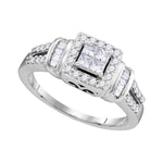 10kt White Gold Womens Princess Diamond Halo Bridal Wedding Engagement Ring 1/2 Cttw