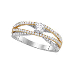 14kt White Gold Womens Round Diamond 2-tone Bridal Wedding Engagement Ring 3/4 Cttw