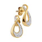 10kt Yellow Gold Womens Round Diamond Teardrop Cluster Earrings 1/5 Cttw