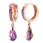 3.3 CTW 14K Solid Rose Gold Huggie Earrings Dangling Amethyst