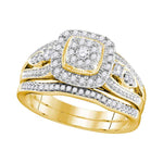 10kt Yellow Gold Womens Round Diamond Bridal Wedding Engagement Ring Band Set 3/8 Cttw