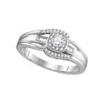 10kt White Gold Womens Round Diamond Solitaire Halo Bridal Wedding Engagement Ring 1/2 Cttw