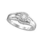 10kt White Gold Womens Round Diamond Solitaire Halo Bridal Wedding Engagement Ring 1/2 Cttw