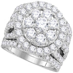 14kt White Gold Womens Round Diamond Certified Halo Cluster Bridal Wedding Engagement Ring Band Set 4.00 Cttw