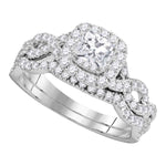 14kt White Gold Womens Princess Diamond Twist Bridal Wedding Engagement Ring Band Set 1.00 Cttw