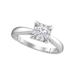 14kt White Gold Womens Princess Diamond Solitaire Bridal Wedding Engagement Ring 1/2 Cttw