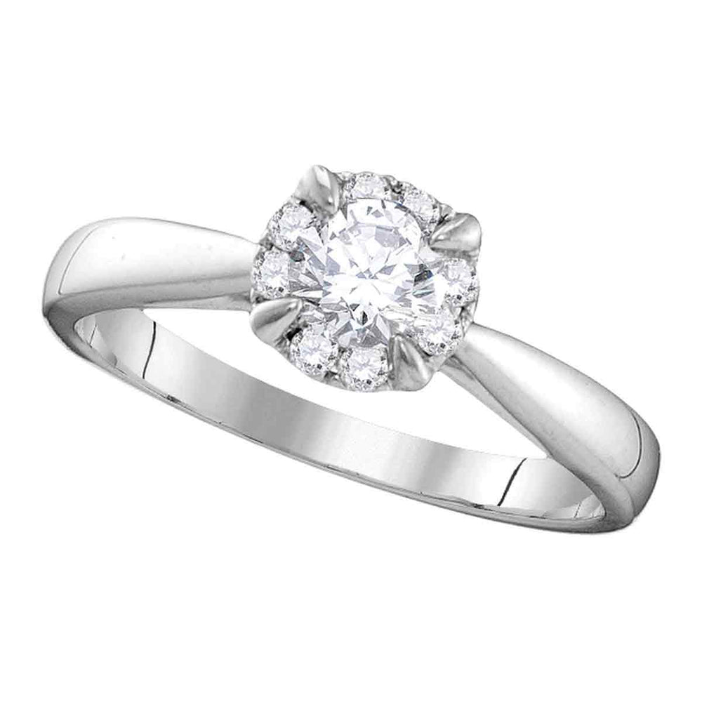14kt White Gold Womens Round Diamond Solitaire Bridal Wedding Engagement Ring 1/2 Cttw