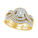 10kt Yellow Gold Womens Round Diamond Bridal Wedding Engagement Ring Band Set 1/2 Cttw