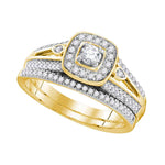 10k Yellow Gold Womens Round Diamond Bridal Wedding Engagement Ring Band Set 1/2 Cttw