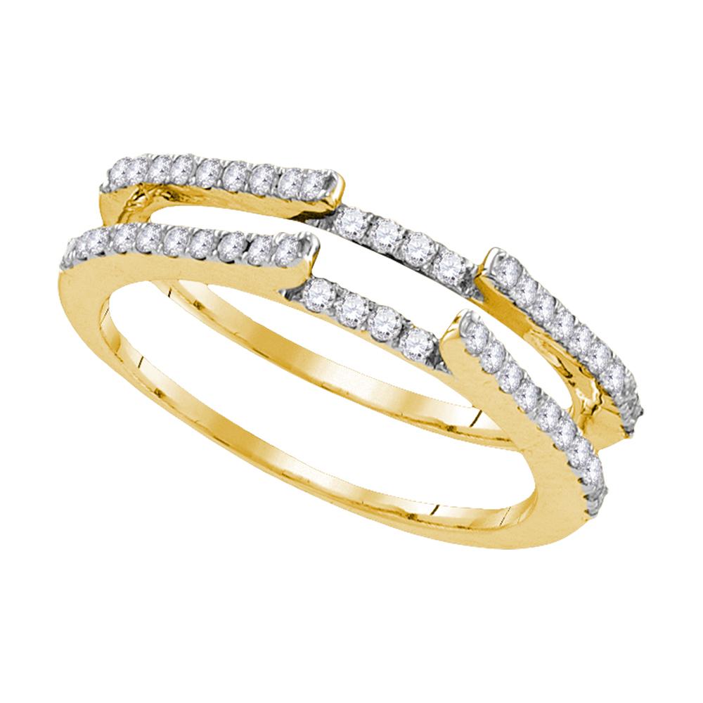 14kt Yellow Gold Womens Round Diamond Ring Guard Wrap Solitaire Enhancer 1/2 Cttw