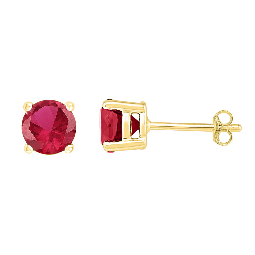 10kt Yellow Gold Womens Round Lab-Created Ruby Stud Earrings 2.00 Cttw