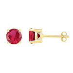 10kt Yellow Gold Womens Round Lab-Created Ruby Stud Earrings 2.00 Cttw