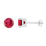 10kt White Gold Womens Round Lab-Created Ruby Stud Earrings 2.00 Cttw