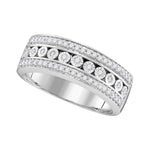 10kt White Gold Womens Round Diamond Triple Row Channel Band Ring 1/3 Cttw