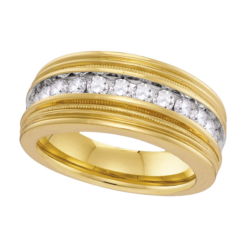 10kt Yellow Gold Mens Round Diamond Milgrain Wedding Band Ring 1.00 Cttw