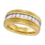 10kt Yellow Gold Mens Round Diamond Milgrain Wedding Band Ring 1.00 Cttw