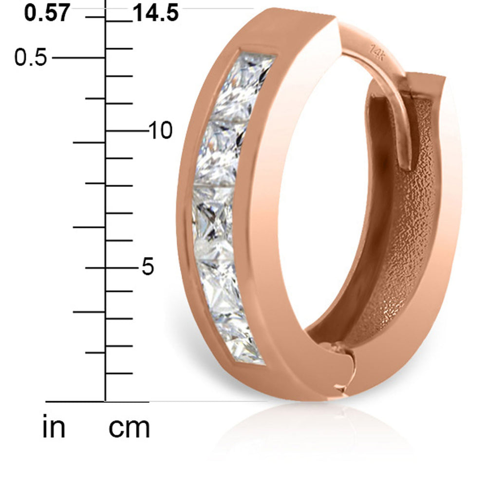 1.58 Carat 14K Solid Rose Gold Cubic Zirconia Small Hoops