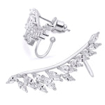 Women's Huggie Earrings Oval Cut CZ 0.65 CT White Gold Plated Bridal Accessories