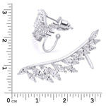 Women's Huggie Earrings Oval Cut CZ 0.65 CT White Gold Plated Bridal Accessories