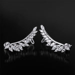 Women's Huggie Earrings Oval Cut CZ 0.65 CT White Gold Plated Bridal Accessories