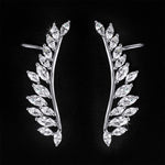 Women's Huggie Earrings Oval Cut CZ 0.65 CT White Gold Plated Bridal Accessories