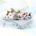 Women's Huggie Earrings Oval Cut CZ 0.65 CT White Gold Plated Bridal Accessories