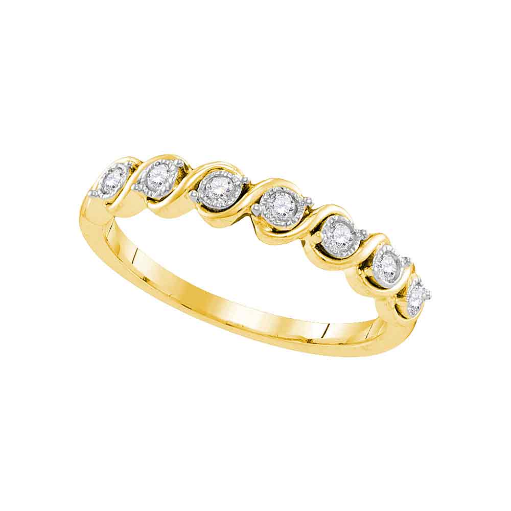 10kt Yellow Gold Womens Round Diamond Band Ring 1/6 Cttw