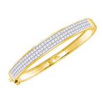 14kt Yellow Gold Womens Princess Diamond Luxury Bangle Bracelet 6.00 Cttw