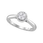 14kt White Gold Womens Round Diamond Cluster Bridal Wedding Engagement Ring 1/4 Cttw