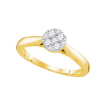 14kt Yellow Gold Womens Round Diamond Larissa Cluster Bridal Wedding Engagement Ring 1/4 Cttw