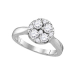 14kt White Gold Womens Round Diamond Cluster Bridal Wedding Engagement Ring 1.00 Cttw