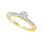 14kt Yellow Gold Womens Round Diamond Cluster Bridal Wedding Engagement Ring 1/4 Cttw