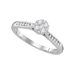 14kt White Gold Womens Round Diamond Cluster Bridal Wedding Engagement Ring 1/4 Cttw