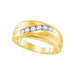 10kt Yellow Gold Mens Round Diamond Wedding Band Ring 1/3 Cttw