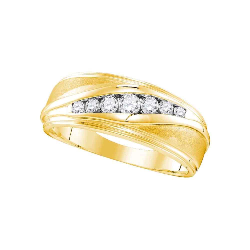 10kt Yellow Gold Mens Round Diamond Wedding Band Ring 3/8 Cttw