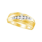 10kt Yellow Gold Mens Round Diamond Wedding Band Ring 3/8 Cttw