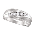 10kt White Gold Mens Round Diamond Wedding Band Ring 3/8 Cttw
