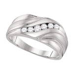 10kt White Gold Mens Round Diamond Wedding Band Ring 3/8 Cttw