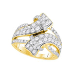 14kt Yellow Gold Womens Round Diamond Bypass Crossover Luxury Band 2.00 Cttw