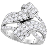 14kt White Gold Womens Round Diamond Bypass Crossover Luxury Band 2.00 Cttw