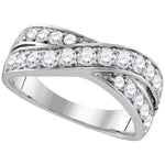 14kt White Gold Womens Round Diamond Double Row Crossover Band 1.00 Cttw