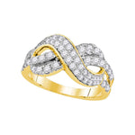 14kt Yellow Gold Womens Round Diamond Infinity Crossover Band 1.00 Cttw