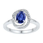 10kt White Gold Womens Oval Lab-Created Blue Sapphire Solitaire Ring 1-1/4 Cttw