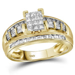14kt Yellow Gold Womens Princess Diamond Cluster Bridal Wedding Engagement Ring 1/2 Cttw - Size 8