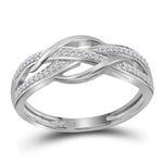 10kt White Gold Womens Round Diamond Woven Strand Band Ring 1/10 Cttw