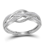 10kt White Gold Womens Round Diamond Woven Strand Band Ring 1/10 Cttw