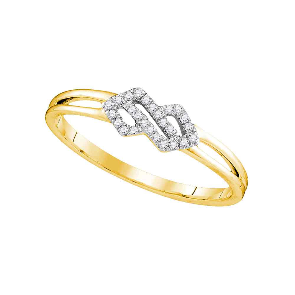 10kt Yellow Gold Womens Round Diamond Cluster Ring 1/12 Cttw