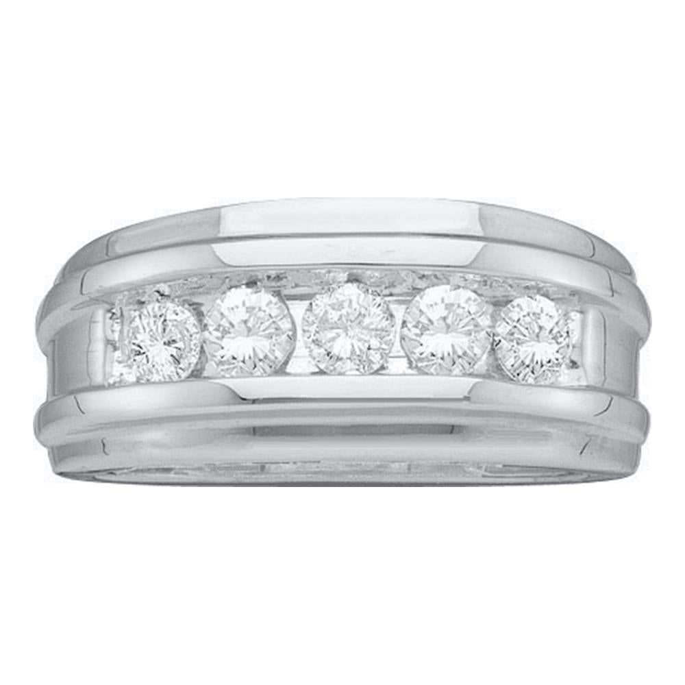 14k White Gold Round Diamond Mens Channel-set Classic 7mm Wedding Band 1/4 Cttw