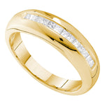 14kt Yellow Gold Mens Princess Channel-set Diamond Wedding Band Ring 1/2 Cttw