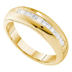 14kt Yellow Gold Mens Princess Channel-set Diamond Wedding Band Ring 1/2 Cttw